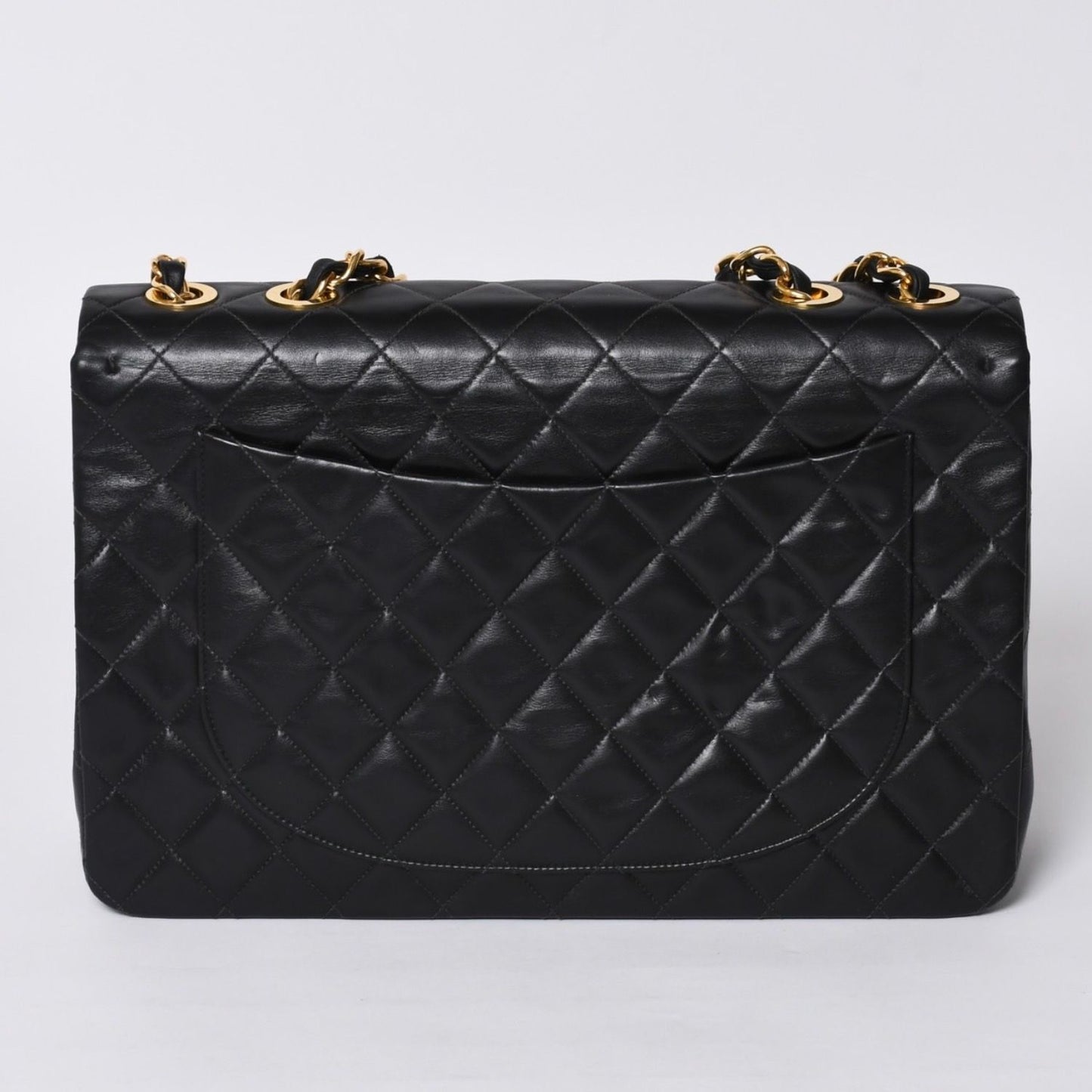 Chanel Maxi Quilted 34 S Flap Chain Shoulder Bag CC Logo Lambskin Black — view 2