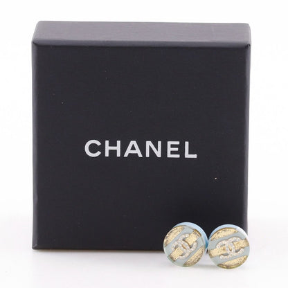 Chanel Logo CC Stripe Resin Line Stone Metal Gold 13c Earrings — view 9