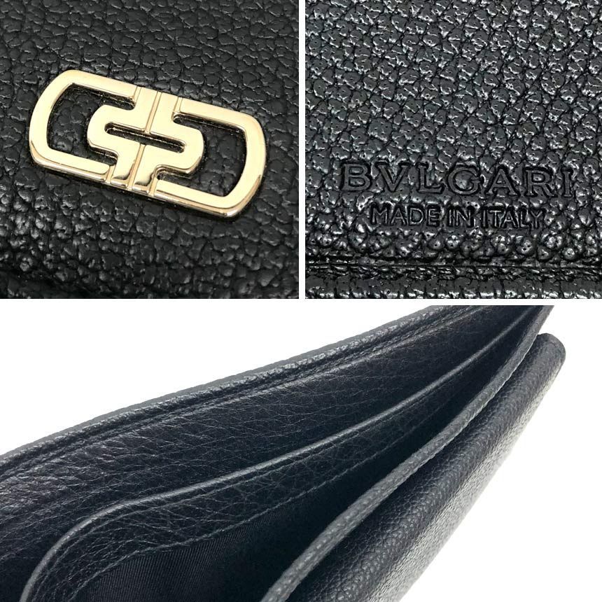 Bvlgari Parentesi Fold Wallet Leather Black — view 3