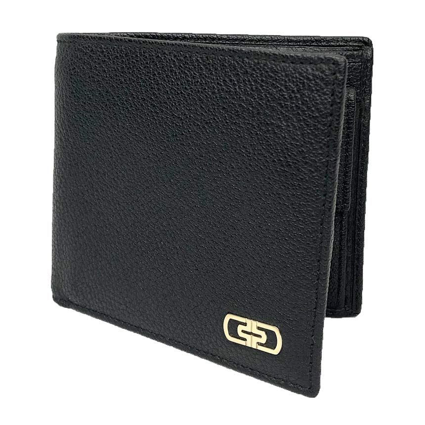 Bvlgari Parentesi Fold Wallet Leather Black