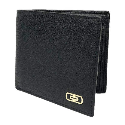 Bvlgari Parentesi Fold Wallet Leather Black