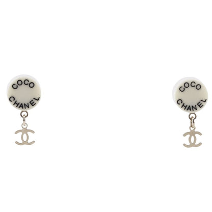 Chanel Logo CC Round Vintage Metal Gold Earrings