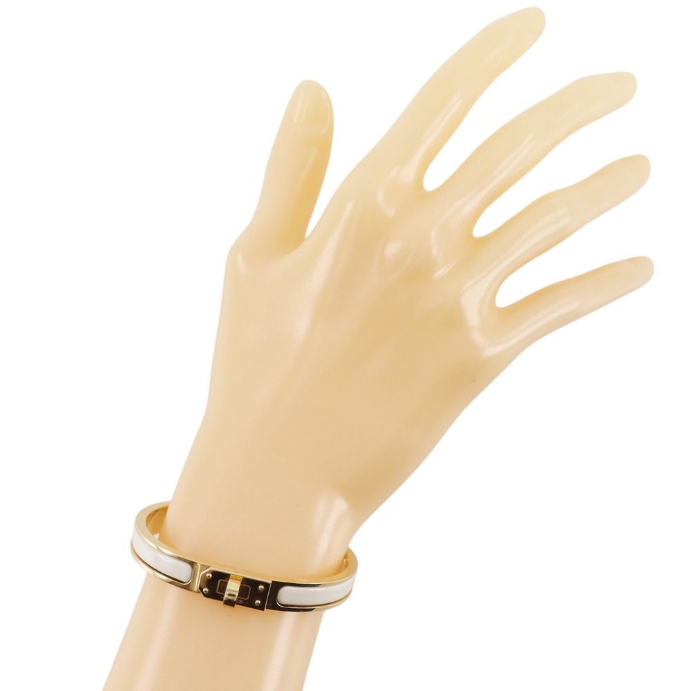 Hermes Mini Click Kelly Gold Plated Enamel Bangle Bracelet — view 2