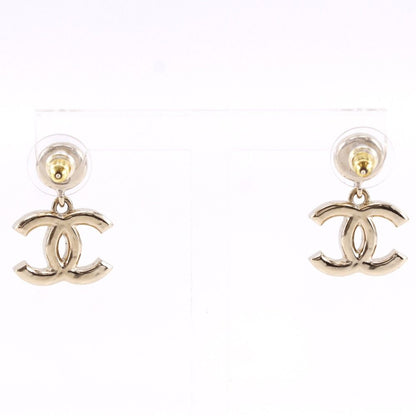 Chanel Logo CC Gold Plated Faux Pearl Earrings — view 3