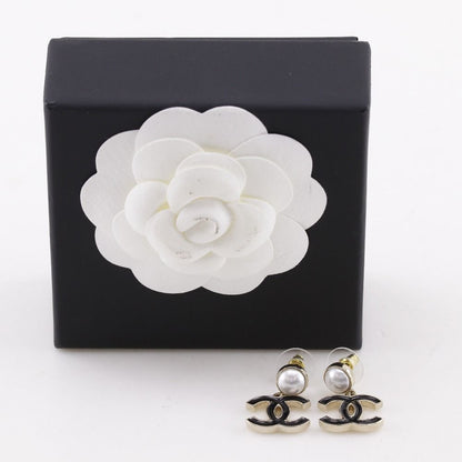 Chanel Logo CC Gold Plated Faux Pearl Earrings — view 7