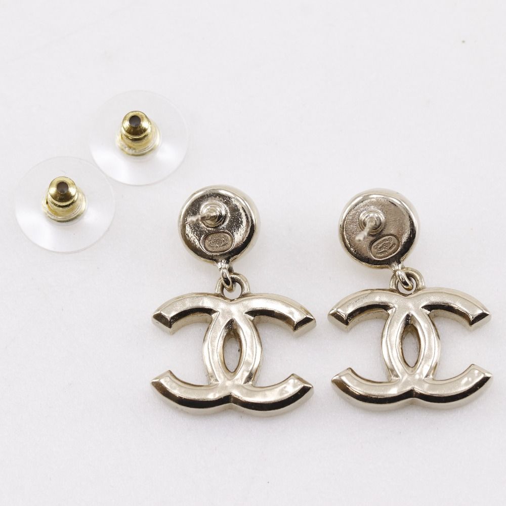 Chanel Logo CC Gold Plated Faux Pearl Earrings — view 4