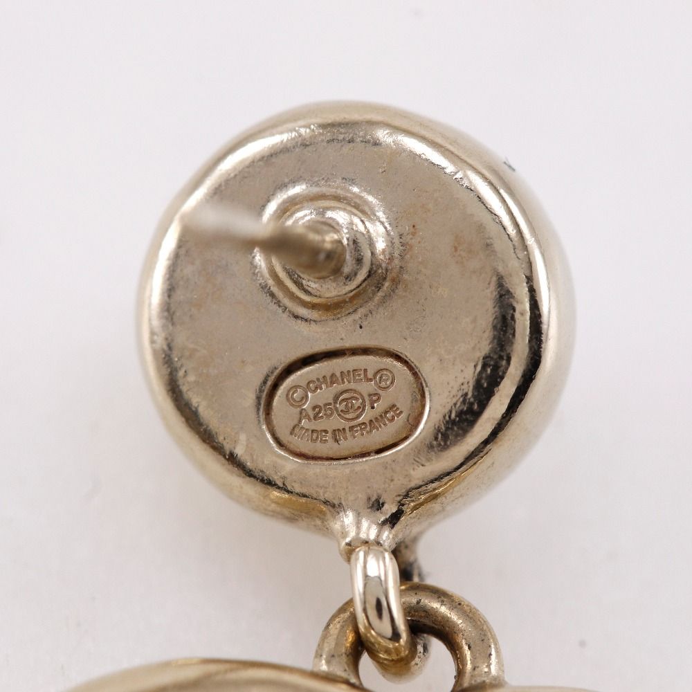 Chanel Logo CC Gold Plated Faux Pearl Earrings — view 6