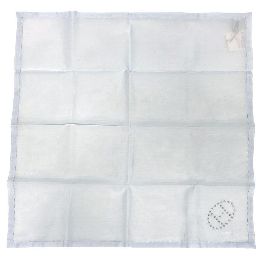 Hermes Handkerchief Mark Embroidery Evelyne Pocket Square Neckerchief Blue — view 2