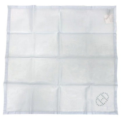 Hermes Handkerchief Mark Embroidery Evelyne Pocket Square Neckerchief Blue — view 2
