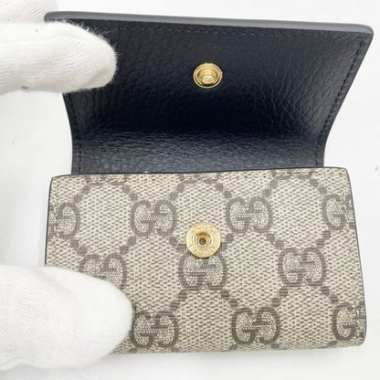 Gucci Key Case GG Supreme Beige Brown Black Leather 6 Rows Gold Key Holder — view 5