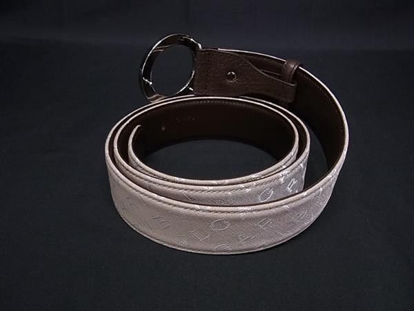 Bvlgari Belt Logo Mania Beige Brown Canvas Leather Silver — view 2