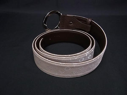 Bvlgari Belt Logo Mania Beige Brown Canvas Leather Silver — view 2