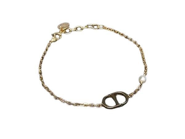 Dior Bracelet CD Logo Pearl Gold Metal