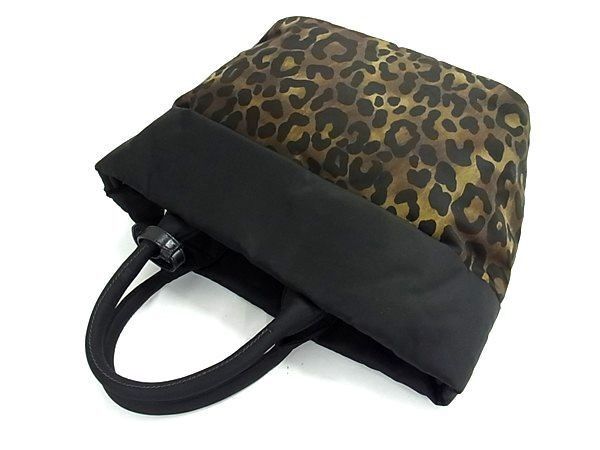 Prada Handbag Tessuto Double Tote Mimetico L Nylon Leopard Print Silver — view 3