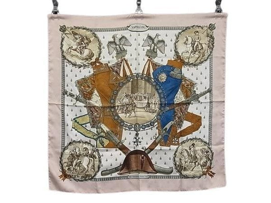 Hermes Scarf Carre 90 Pink Multicolor Silk 100% Napoleon Large