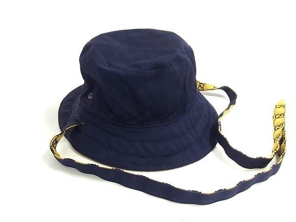 Gucci Hat GG Pattern Bucket Hat Brown Navy Canvas Reversible — view 2