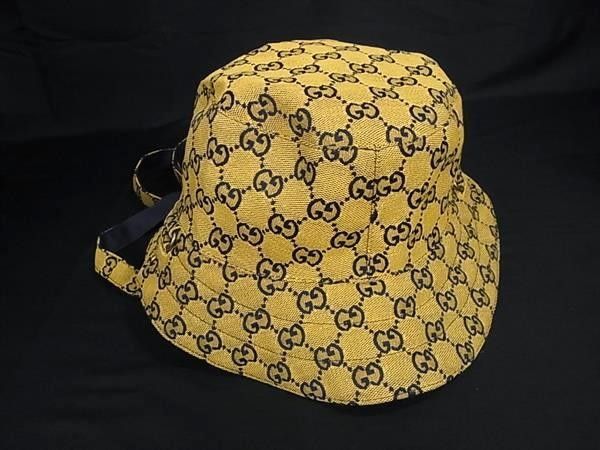Gucci Hat GG Pattern Bucket Hat Brown Navy Canvas Reversible — view 3