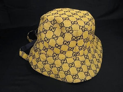 Gucci Hat GG Pattern Bucket Hat Brown Navy Canvas Reversible — view 3