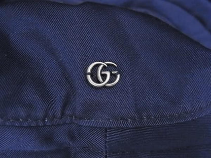Gucci Hat GG Pattern Bucket Hat Brown Navy Canvas Reversible — view 6
