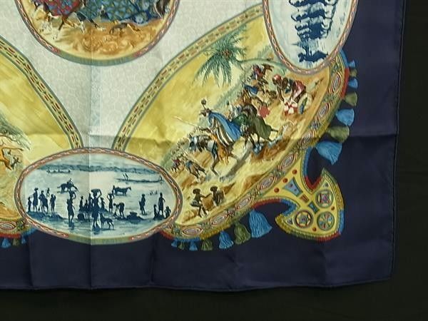 Hermes Scarf Carre 90 Navy Multicolor Silk 100% Cavaliers Peuls Horsemen of the — view 3
