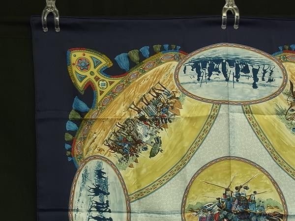 Hermes Scarf Carre 90 Navy Multicolor Silk 100% Cavaliers Peuls Horsemen of the — view 2
