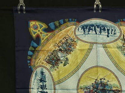 Hermes Scarf Carre 90 Navy Multicolor Silk 100% Cavaliers Peuls Horsemen of the — view 2