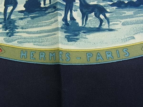 Hermes Scarf Carre 90 Navy Multicolor Silk 100% Cavaliers Peuls Horsemen of the — view 4