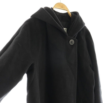Max Mara White Tag Long Coat Hood Wool Cashmere Blend 38 Black ES — view 3