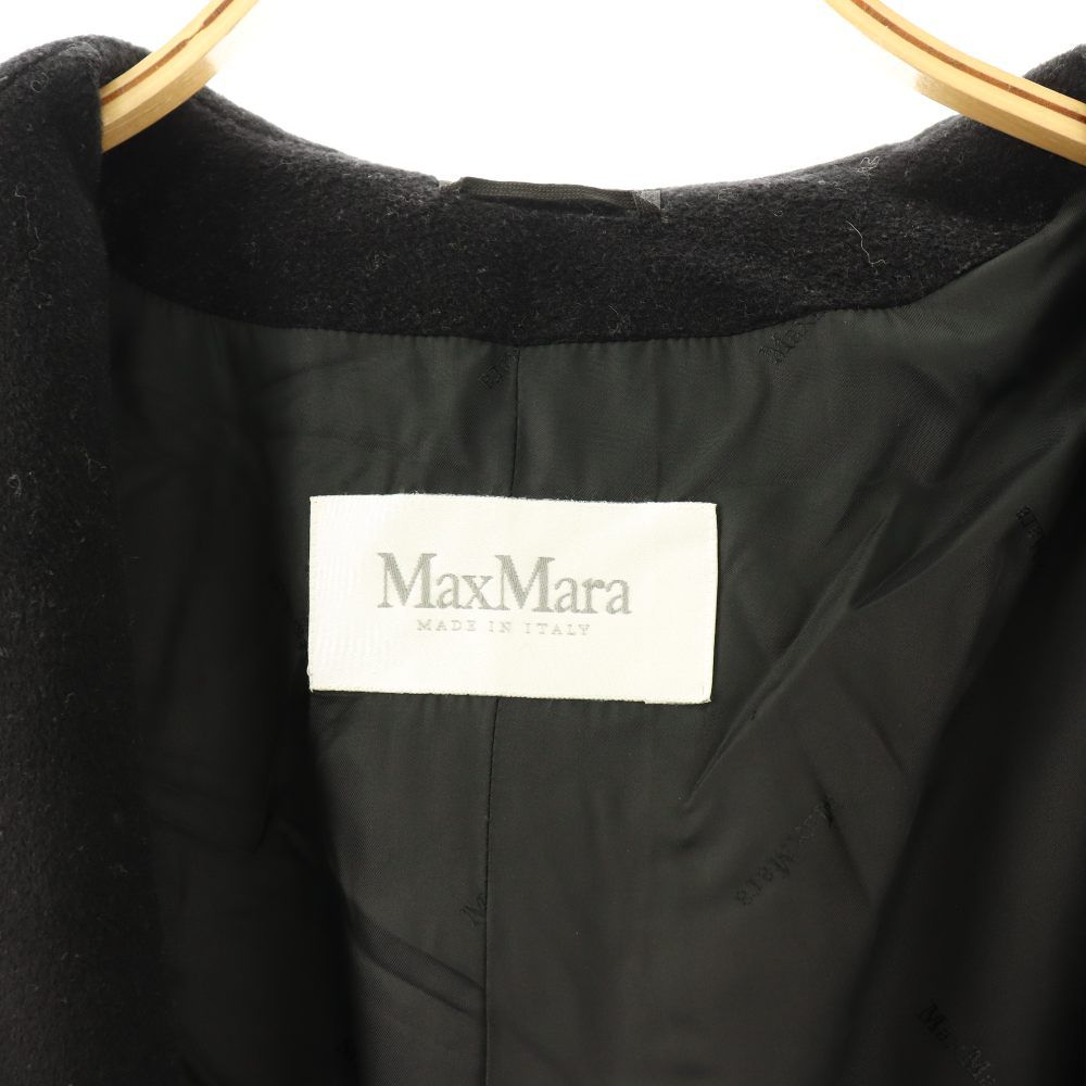 Max Mara White Tag Long Coat Hood Wool Cashmere Blend 38 Black ES — view 5