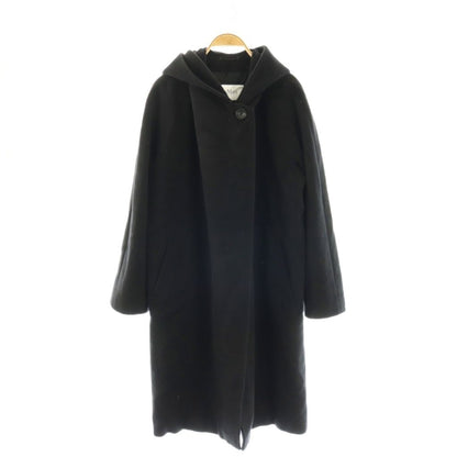 Max Mara White Tag Long Coat Hood Wool Cashmere Blend 38 Black ES