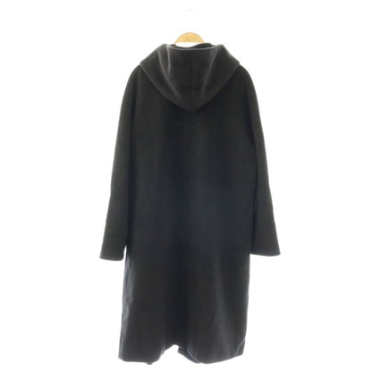 Max Mara White Tag Long Coat Hood Wool Cashmere Blend 38 Black ES — view 2
