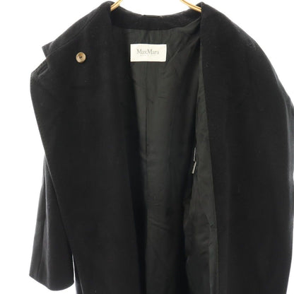 Max Mara White Tag Long Coat Hood Wool Cashmere Blend 38 Black ES — view 4