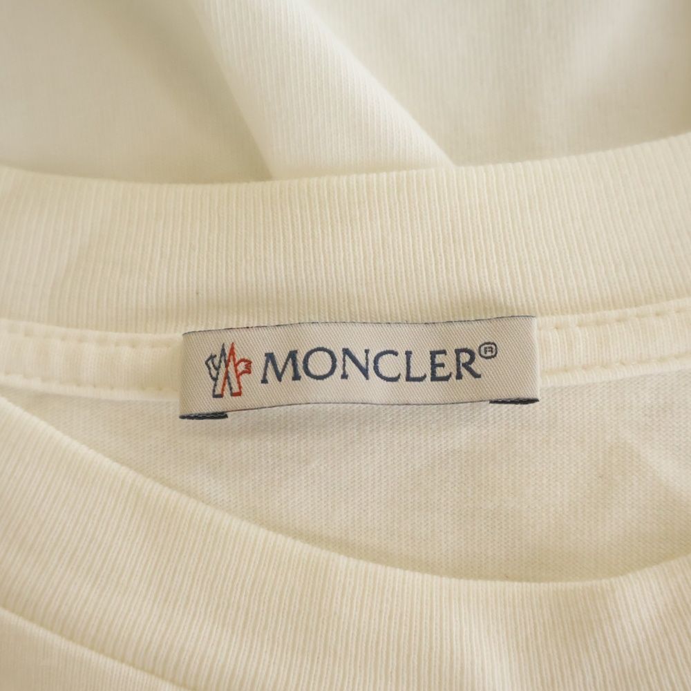 Moncler T-Shirt Neck Logo Crew Short Sleeve White — view 7