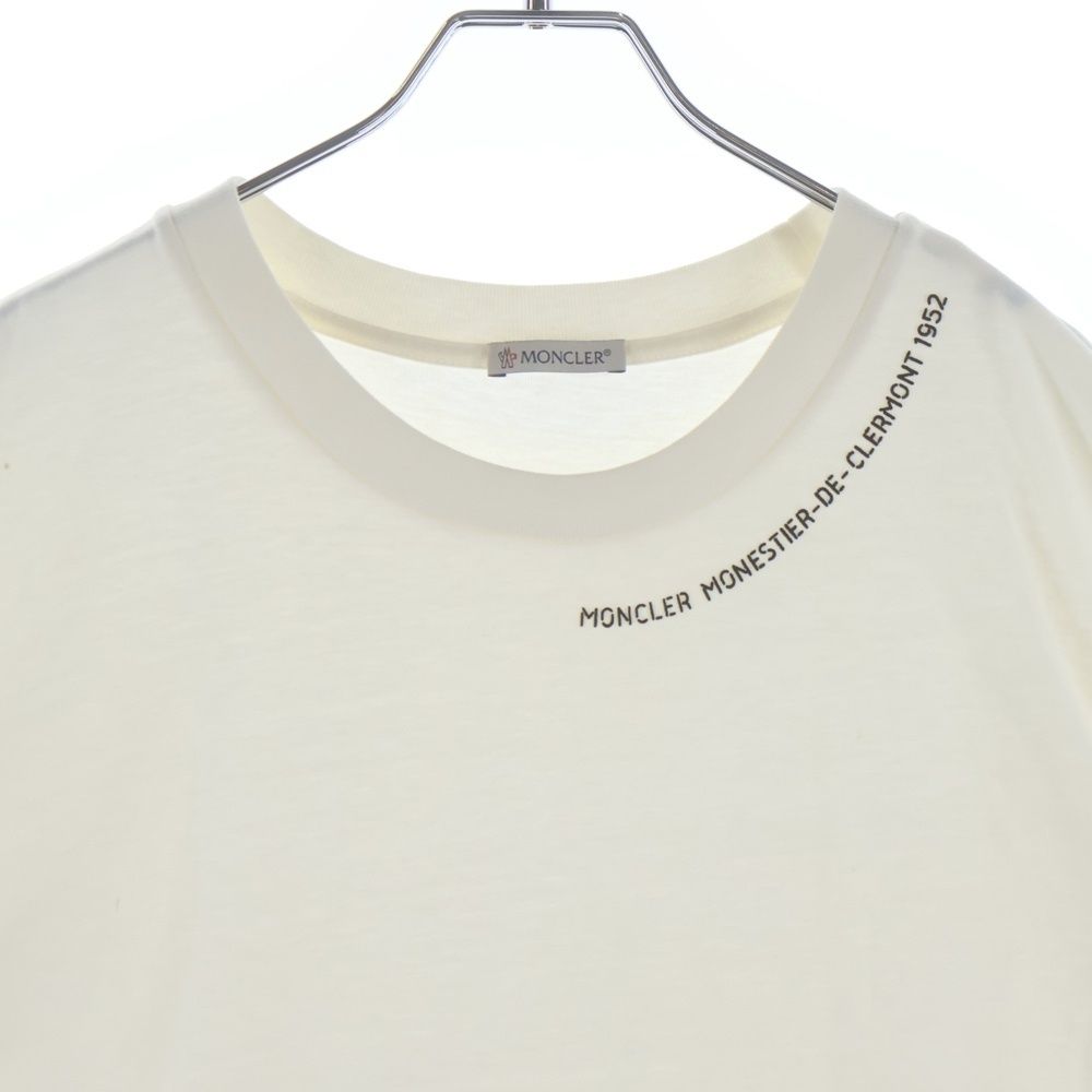 Moncler T-Shirt Neck Logo Crew Short Sleeve White — view 3