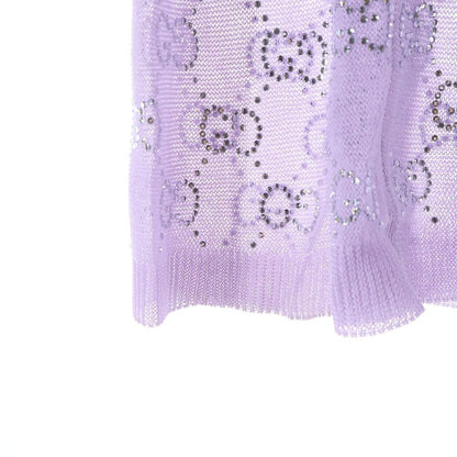 Gucci GG Crystal Fine Silk Long Sleeve T-Shirt Purple — view 5