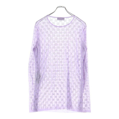 Gucci GG Crystal Fine Silk Long Sleeve T-Shirt Purple — view 2