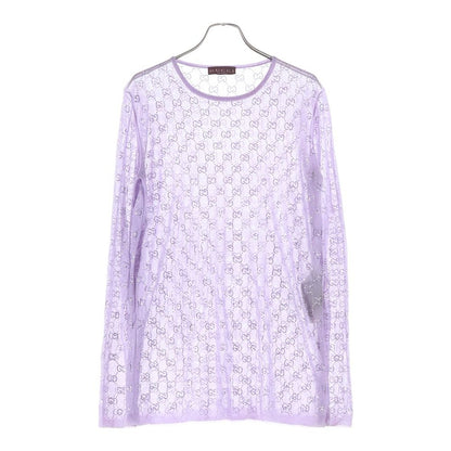 Gucci GG Crystal Fine Silk Long Sleeve T-Shirt Purple
