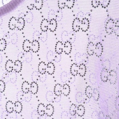 Gucci GG Crystal Fine Silk Long Sleeve T-Shirt Purple — view 4