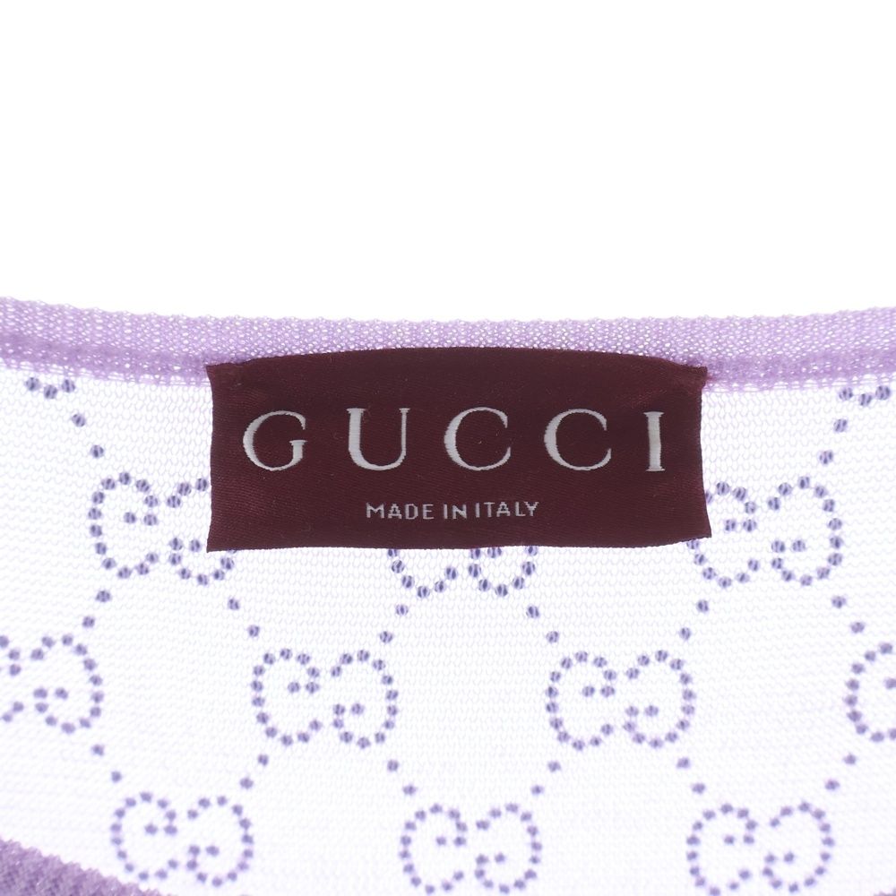Gucci GG Crystal Fine Silk Long Sleeve T-Shirt Purple — view 6