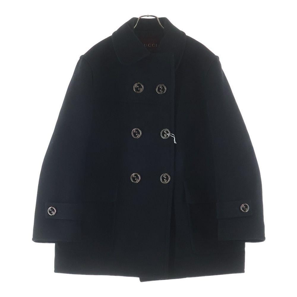 Gucci Double Breasted Wool Coat Black