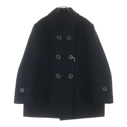 Gucci Double Breasted Wool Coat Black