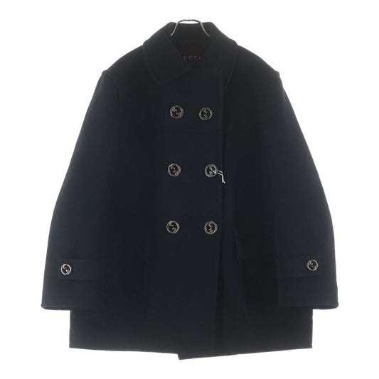 Gucci Double Breasted Wool Coat Black