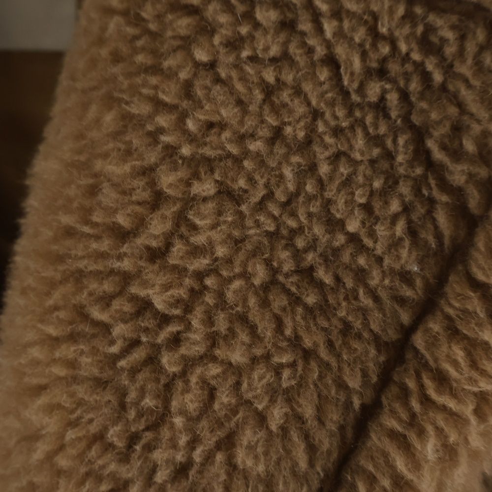 Max Mara Teddy Bear Silk Blend Camel Boa Leather Belt Double Breasted Jacket — view 4