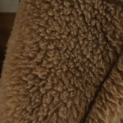Max Mara Teddy Bear Silk Blend Camel Boa Leather Belt Double Breasted Jacket — view 4
