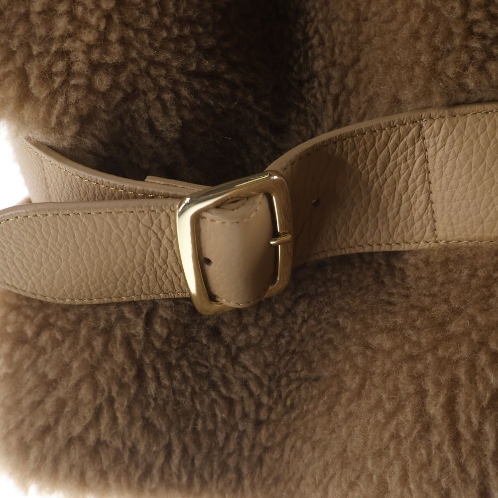 Max Mara Teddy Bear Silk Blend Camel Boa Leather Belt Double Breasted Jacket — view 5
