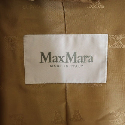 Max Mara Teddy Bear Silk Blend Camel Boa Leather Belt Double Breasted Jacket — view 6