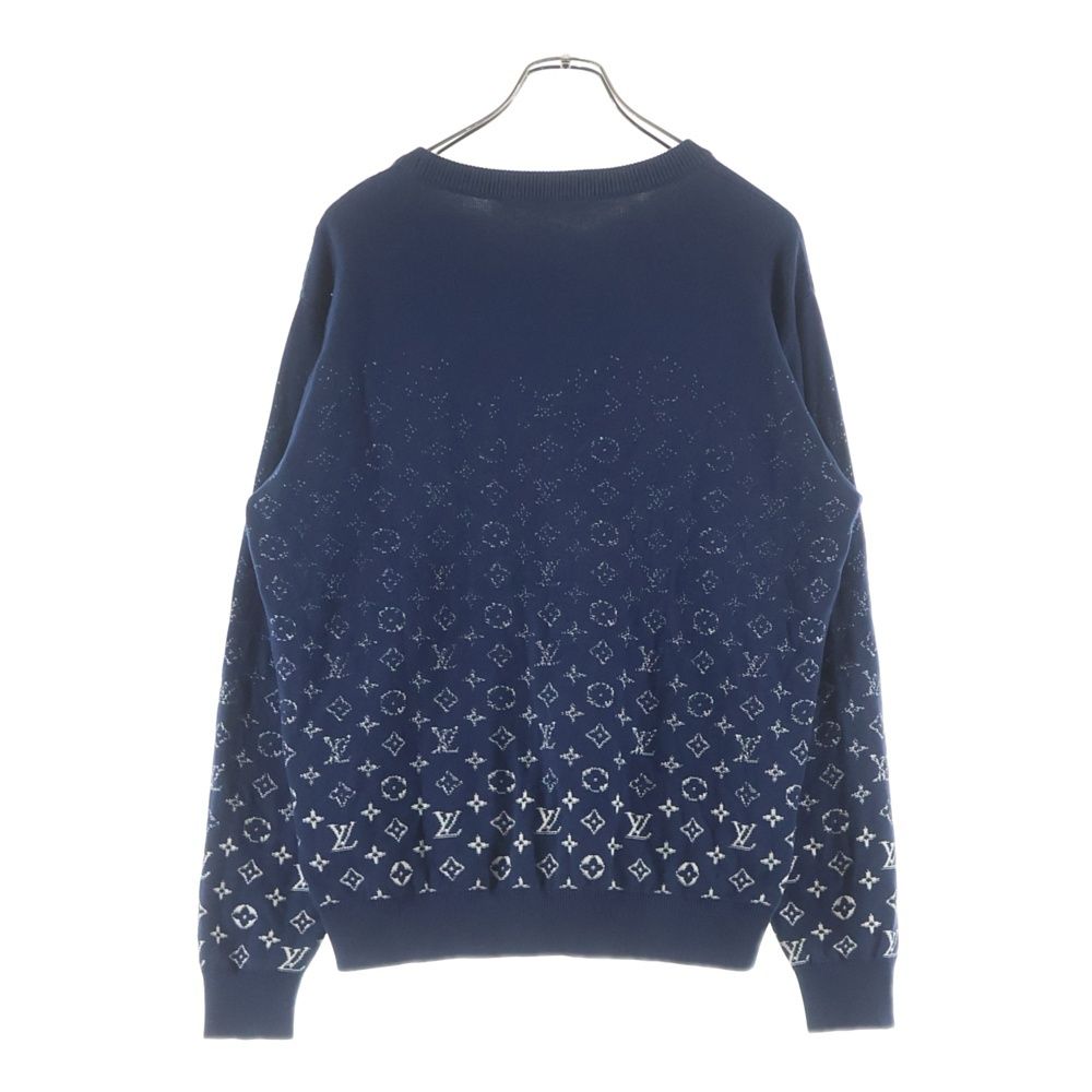 Louis Vuitton Monogram Gradient Crew Neck Long Sleeve Knit Sweater Navy Uso — view 2