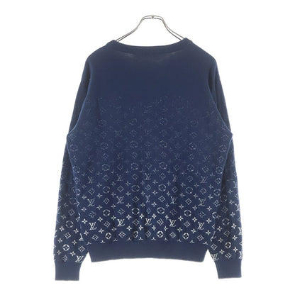 Louis Vuitton Monogram Gradient Crew Neck Long Sleeve Knit Sweater Navy Uso — view 2