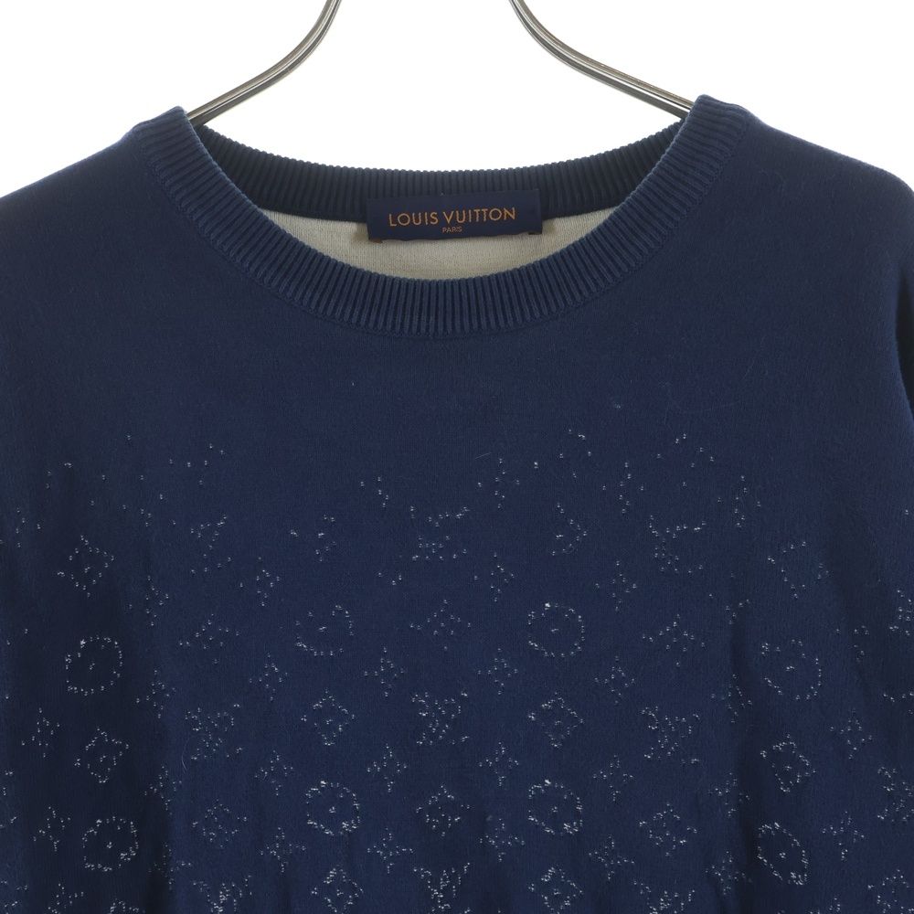 Louis Vuitton Monogram Gradient Crew Neck Long Sleeve Knit Sweater Navy Uso — view 3