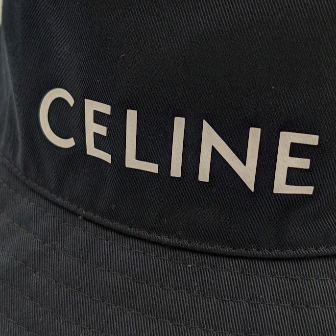 Celine Bucket Hat Cotton Logo Black Hat — view 3